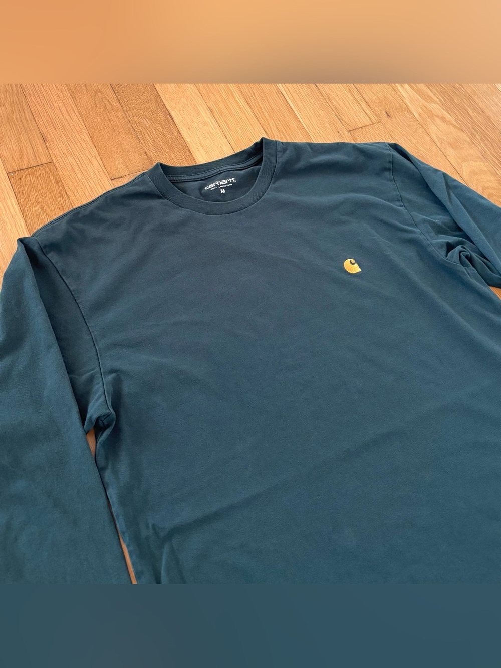 Carhartt WIP Chase LS Tee Mens Medium Green Moss Logo Long Sleeve Shirt - Picture 3 of 8